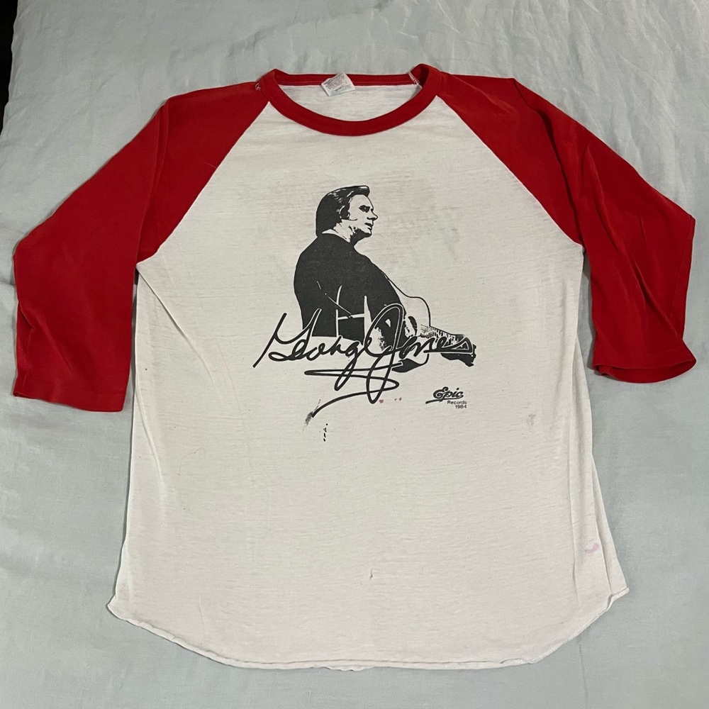70s 80s Vintage George Jones Concert T-Shirt Country Western Music Baseball Tee